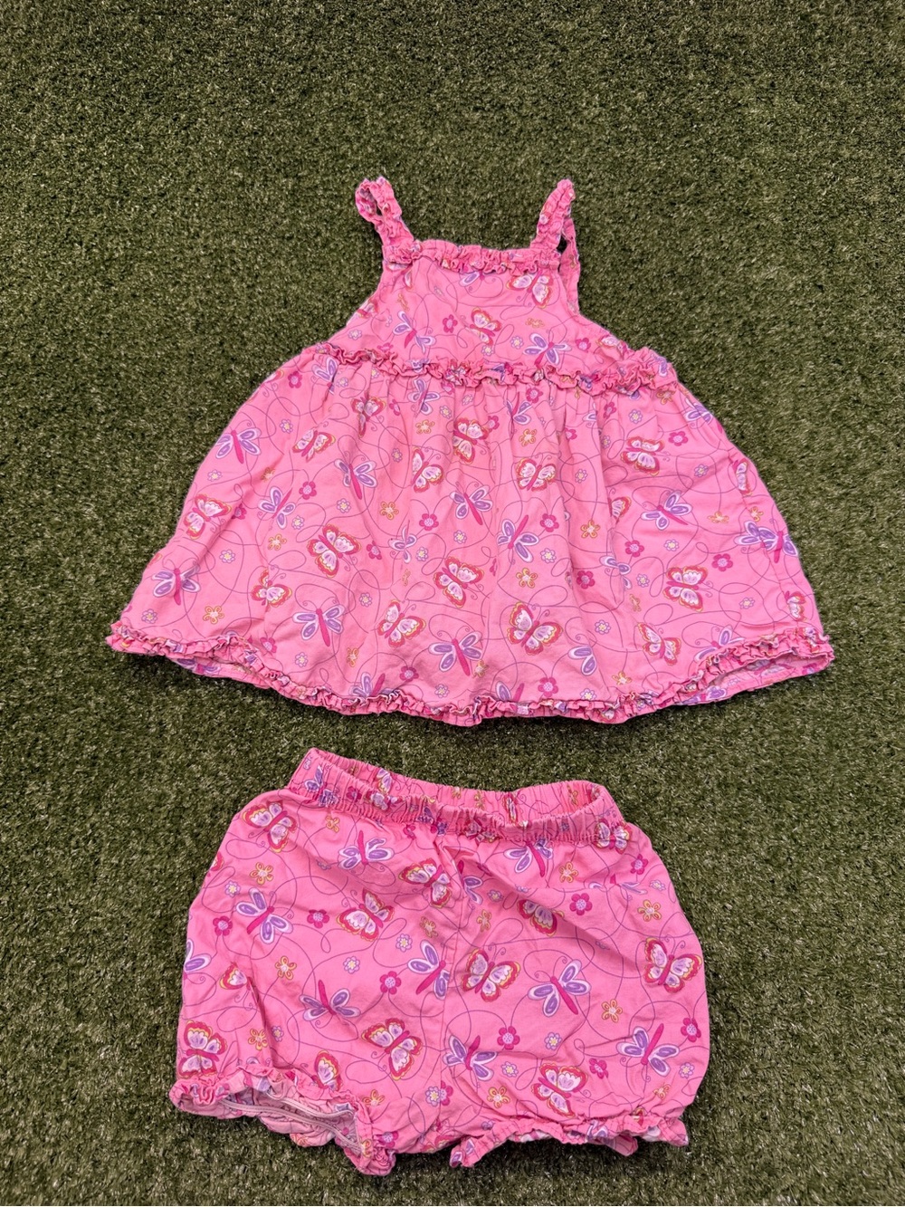 Vintage Y2K Okie Dokie 2 Piece Pink‎ Butterfly Dragonfly Tank Top Boomer Set 12m